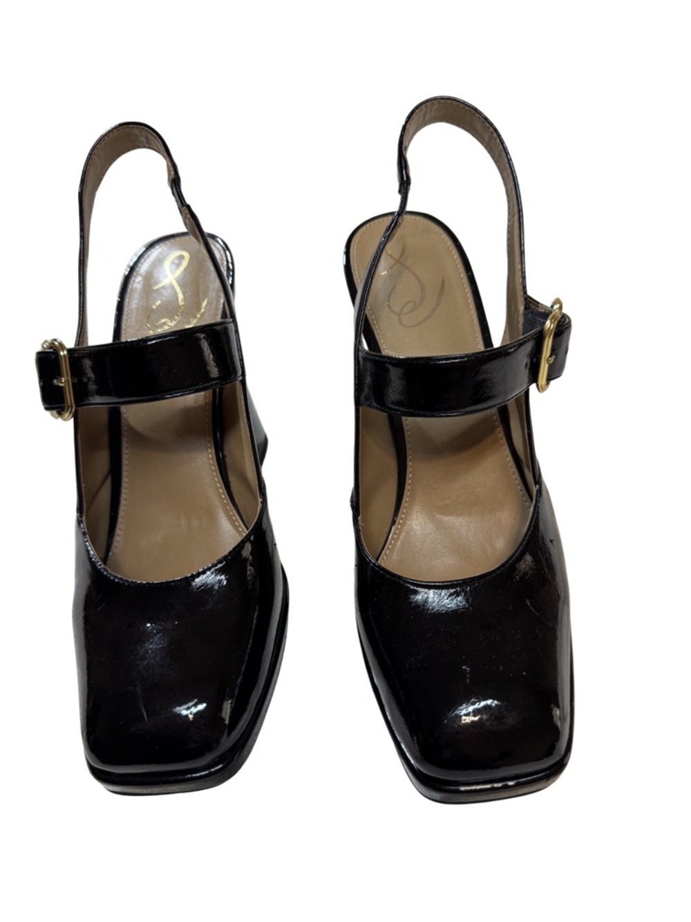 Sam Edelman Black Patent Slingback Mary Jane Heels